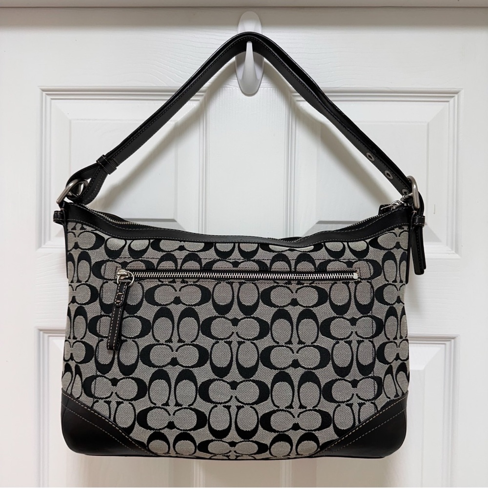 Coach Soho Signature Jacquard Black Leather Trim‎ Large Hobo Vintage Y2K - Picture 5 of 14